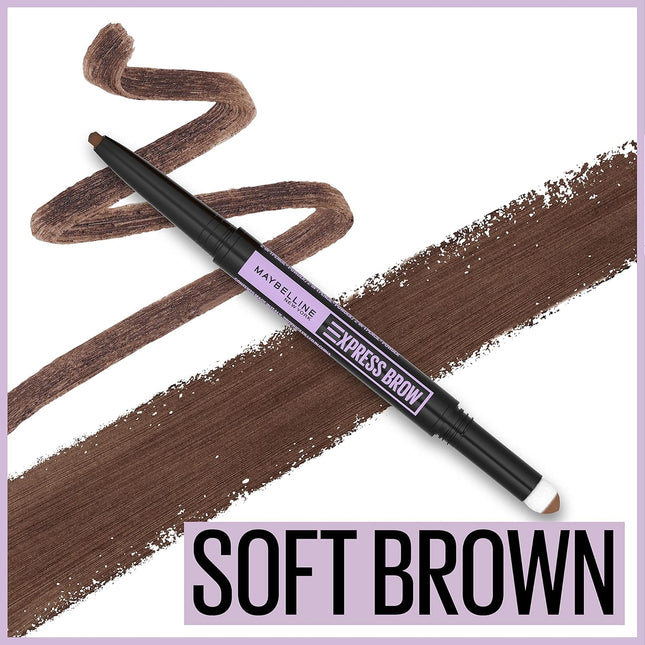 Maybelline Express Brow 2-In-1 Pencil and Powder Eyebrow Makeup, Soft Brown, 1 C