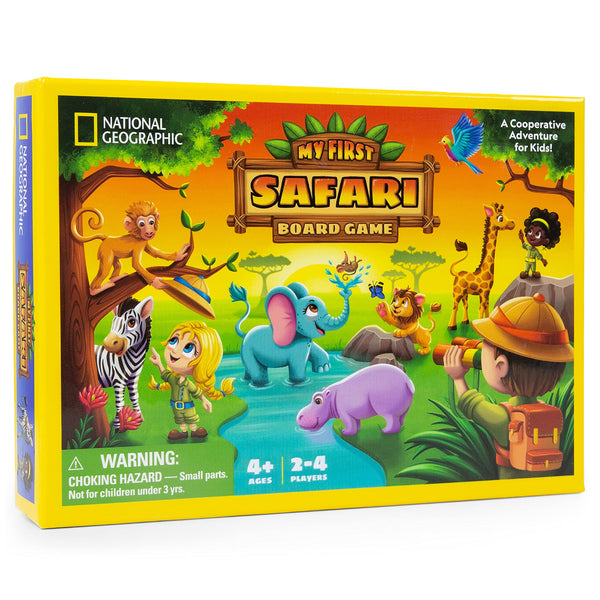 NATIONAL GEOGRAPHIC My First Safari Board Game for Kids 4-6 Animal Game for Adults, Cooperative Fun Perfect for Family Game Night, Board Games for