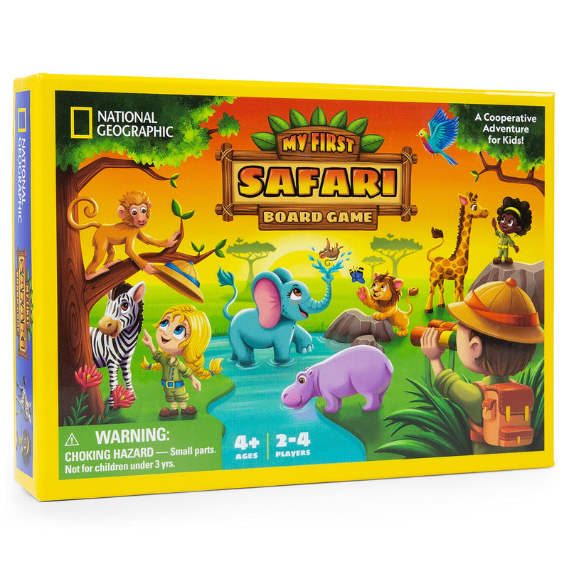 NATIONAL GEOGRAPHIC My First Safari Board Game for Kids 4-6 Animal Game for Adults, Cooperative Fun Perfect for Family Game Night, Board Games for