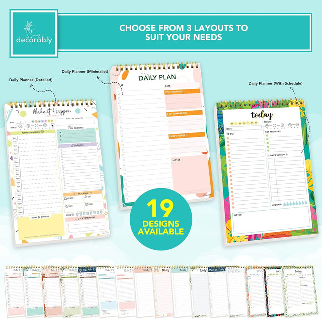 Decorably 52 Sheets Colorful Pastel Undated Daily Planner Pad, 6.5X10In Spring-B