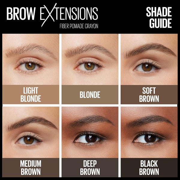 Maybelline Brow Extensions Fiber Pomade Crayon Eyebrow Makeup, Soft Brown, 1 Count 255 SOFT BROWN 0.01 Ounce (Pack of 1)