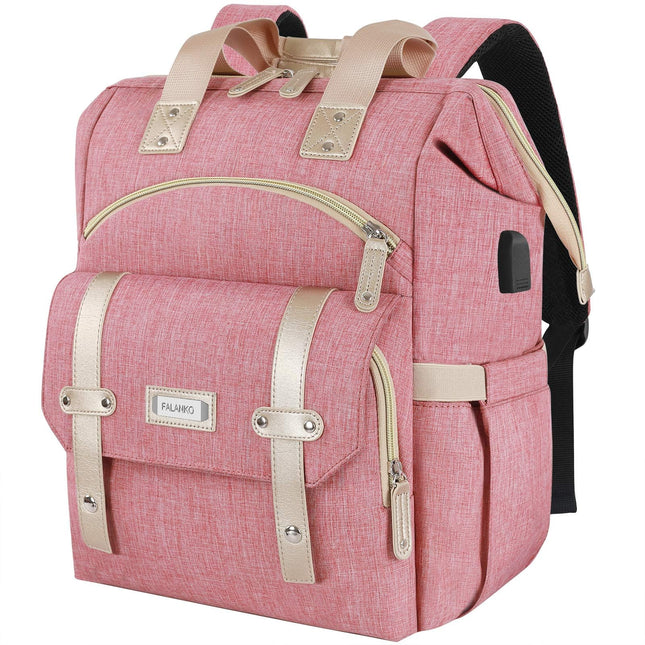 FALANKO Backpack for Women,Wide Open Work Large USB Charging Port Student Bookbag for 15.6 Inch Laptop,Doctor Teacher Nu
