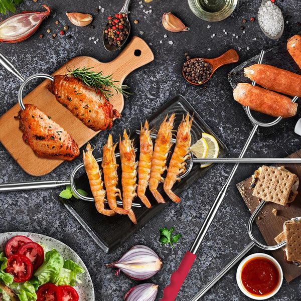 Briout Marshmallow Roasting Sticks 12 Colors Extra Long 45'' Stainless Telescoping Hot Dog Smores Skewers Kids Safe Barbecue Forks for Campfire,