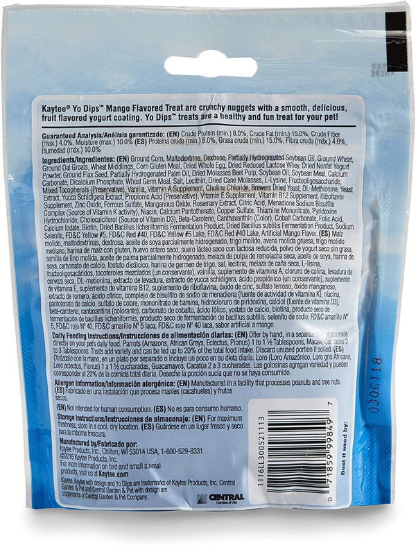 Kaytee Yo Dips Mango Flavored Yogurt Dipped Treat For Pet Parrots, 3.5 oz 3.5 Ounce (Pack of 1)
