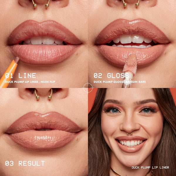 NYX PROFESSIONAL MAKEUP Duck Plump Plumping Lip Liner, Matte Pencil with up to 10HR Wear, Subtle Touch (Deep Nude Lip Liner)