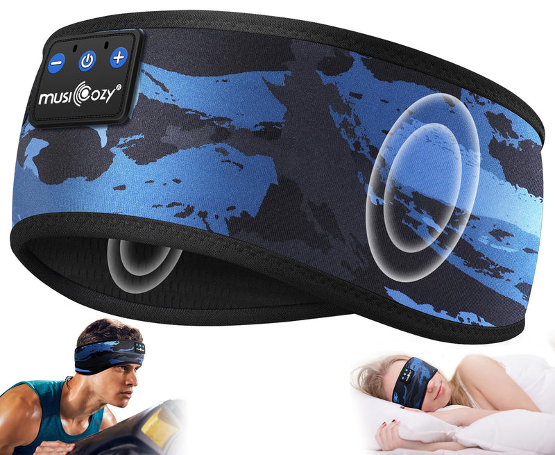 MUSICOZY Sleep Headphones Bluetooth Headband Headphones for Side Sleepers Camouflage Blue One Size
