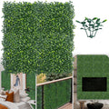 ODTORY Artificial Grass Wall Greenery Backdrop, 10X10 in 16P (11.2 sqft) | UV-Anti, Fake Ivy Vine Balcony Fence, Outdoor Privacy Screen, Green