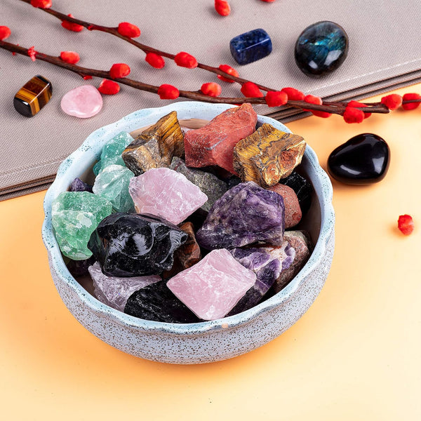 1 lb Bulk Rough Madagascar Stones Mix Large 1" Natural Raw Stones for Tumbling, Cabbing, Fountain Rocks, Decoration,Polishing, Wire Wrapping,