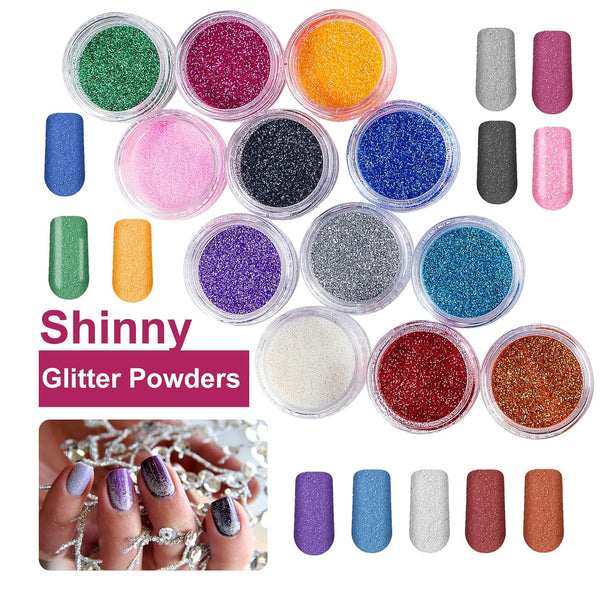 Nail Kit Set Professional Acrylic with Everything, 12 Glitter Acrylic Powder Kit Nails Art Tips Decoration, DIY Gifts for Women Nail Art Tool and