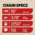 Oregon S56X3 3-Pack Advancecut Chainsaw Chains for 16-Inch Bar -56 Drive Links Ã¢ÂÂ Low-Kickback, Fits Husqvarna, Echo, Poulan, Wen and More