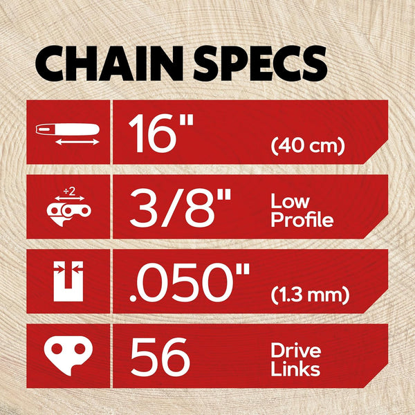 Oregon S56X3 3-Pack Advancecut Chainsaw Chains for 16-Inch Bar -56 Drive Links Ã¢ÂÂ Low-Kickback, Fits Husqvarna, Echo, Poulan, Wen and More