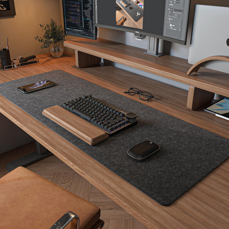 Felt Desk Mat | Computer Mat for Desk(36x12Inches) | Large Felt Mouse Pad and Keyboard Mat | Desk Protector for Office | Dark Gray Dark Gray 36" x 12"