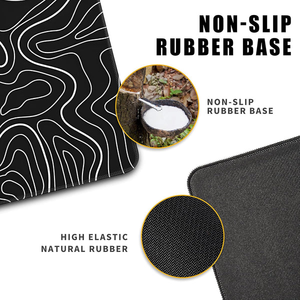 Topographic Contour Gaming Mouse Pad，Large XL Mouse Pad Big Mouse mat,Long Computer Keyboard with 3mm Non-Slip Base and Stitched Edge for Gaming