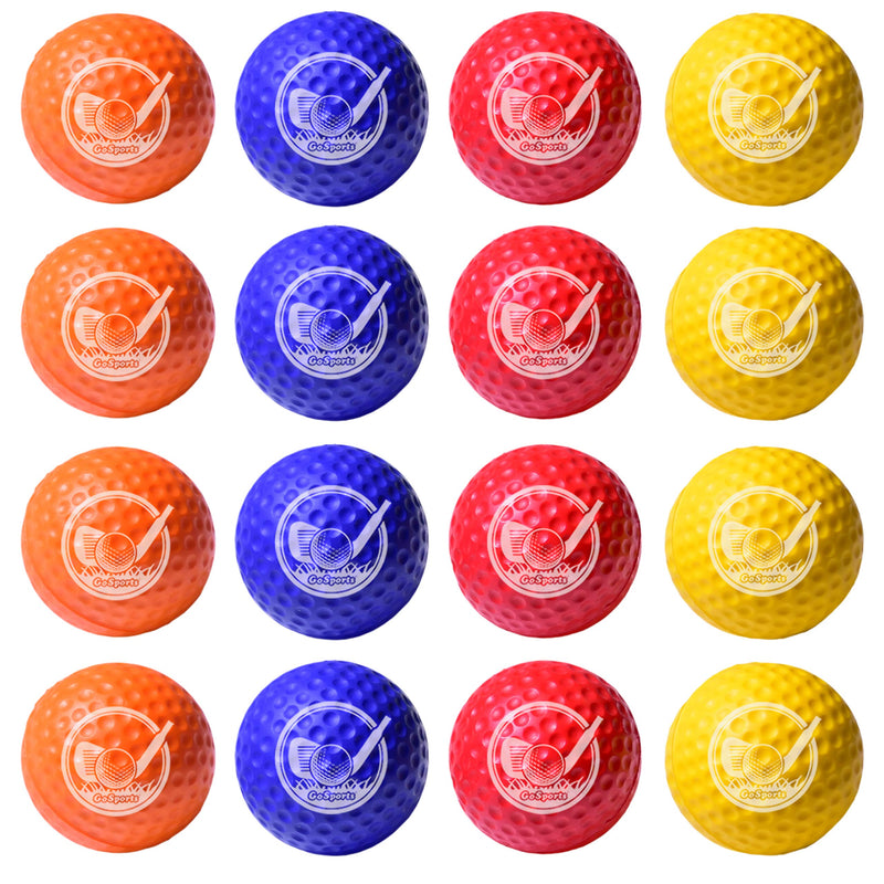 GoSports Foam Golf Balls – Limited Flight Golf Balls for Indoor and Outdoor Training, Realistic Feel Dimple Design, Long Lasting Safe Foam Golf