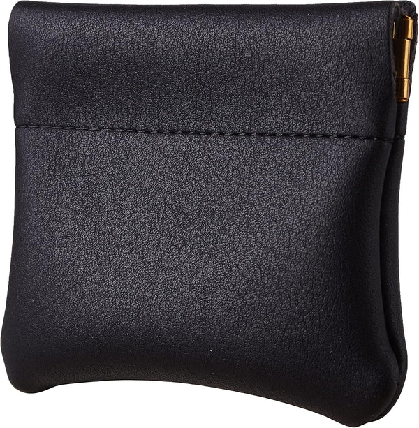 Travelambo Leather Squeeze Coin Purse Pouch Change Holder For Men & Women 01 Vintage Black