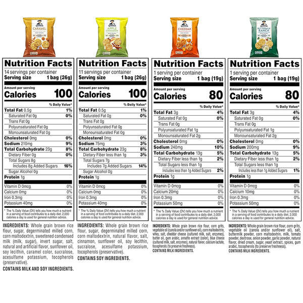 Quaker Rice Crisps, Gluten Free, 4 Flavor Sweet and Savory Variety Mix, Single Serve, 30 count Sweet & Savory Variety Pack