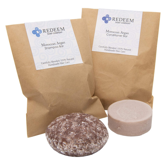 Redeem Soap Company Moroccan Argan Shampoo Bar and Conditioner Bar, Made in the 