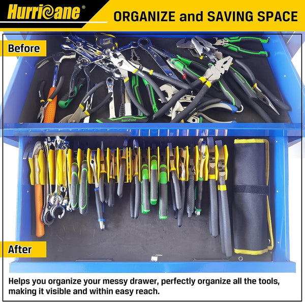 HURRICANE 2-Pack Plier Organizer Rack, 20-Slot Tool Box Organizer with Non-Slip Base, Extendable Drawer Storage for Pliers, Cutters & Hand Tools,