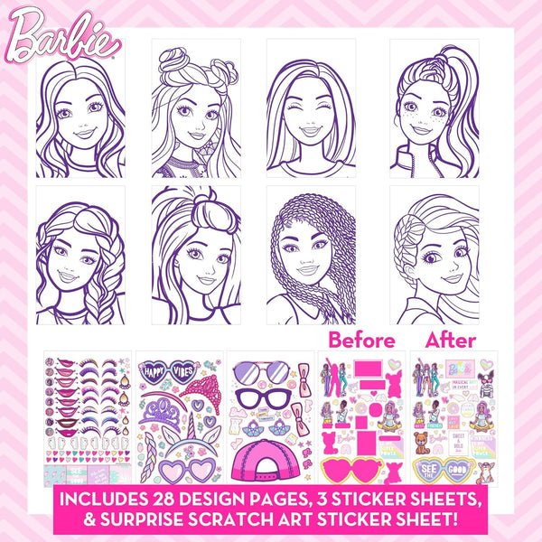 Barbie Makeup Artist Magazine by Horizon Group USA, Create Your Own Hair & Makeup Looks Using 130+ Stencils, 180+ Stickers, Crayons, Pretend