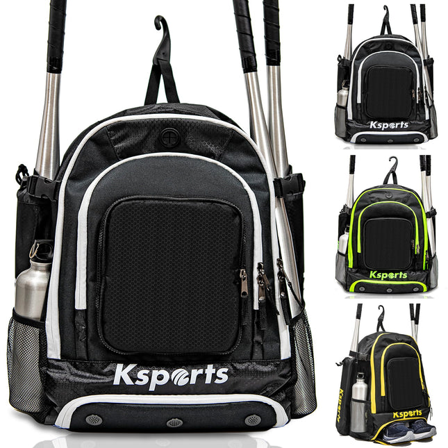 Ksports Baseball Backpack - Durable T-Ball & Softball Equipment Bag - Bat, Helme
