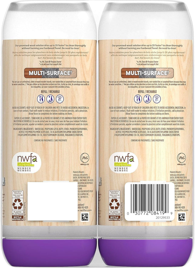 Swiffer Power Mop Wood Refill Solution, Quickdry Hardwood Floor Cleaner for Mopp