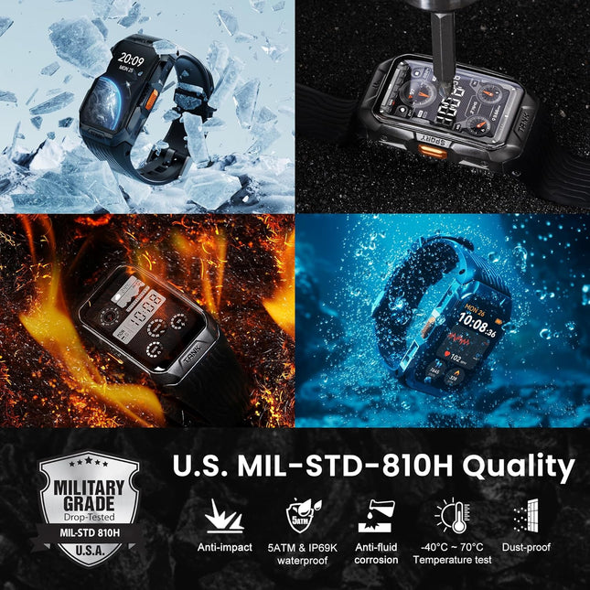 KOSPET Tank X2 Ultra GPS Smart Watch, 3D Curved Glass, Stainless Steel Unibody, 6 Satellite Positioning, Compass, 50M Wa