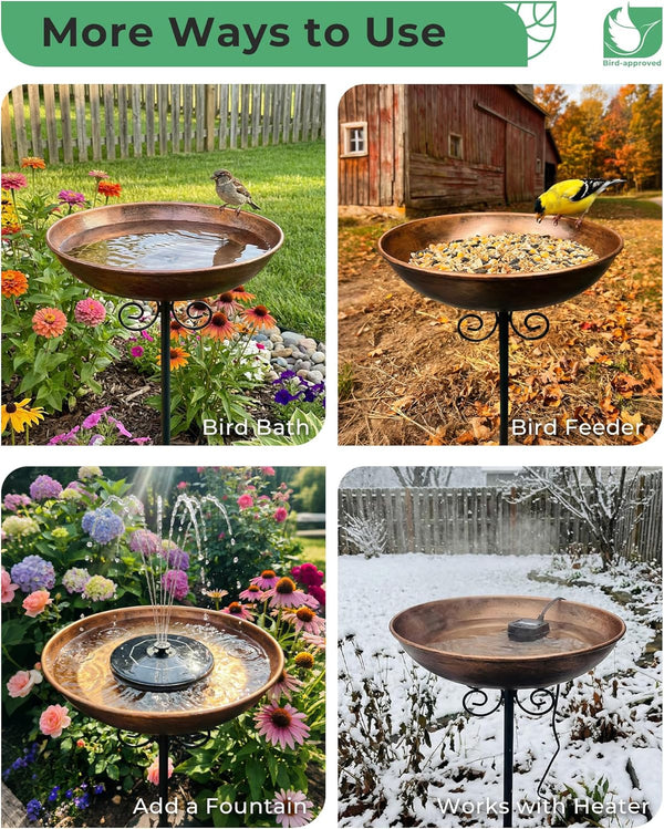 10" Small Metal Bird Bath with Stake, Outdoor Birdbath for Garden 10 "diameter, 1.6" depth