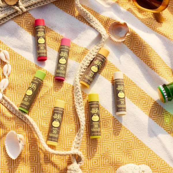 Sun Bum SPF 30 Sunscreen Lip Balm 3 Flavor Variety Pack - Coconut, Banana, Watermelon - Moisturizing Aloe Vera and Vitamin E - Vegan and Cruelty
