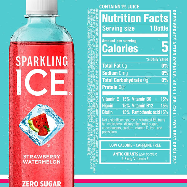 Sparkling Ice Blue Variety Pack, Zero Sugar Sparkling Water, with Vitamins and Antioxidants, 17 fl oz, 12 count (Classic Lemonade, Strawberry