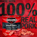 Jack Link's Hickory Smoked Bacon Jerky - 2.5 oz Bag - Ready to Eat Real Meat Protein Snacks - 11g Protein per Serving - Made with 100% Thick Cut