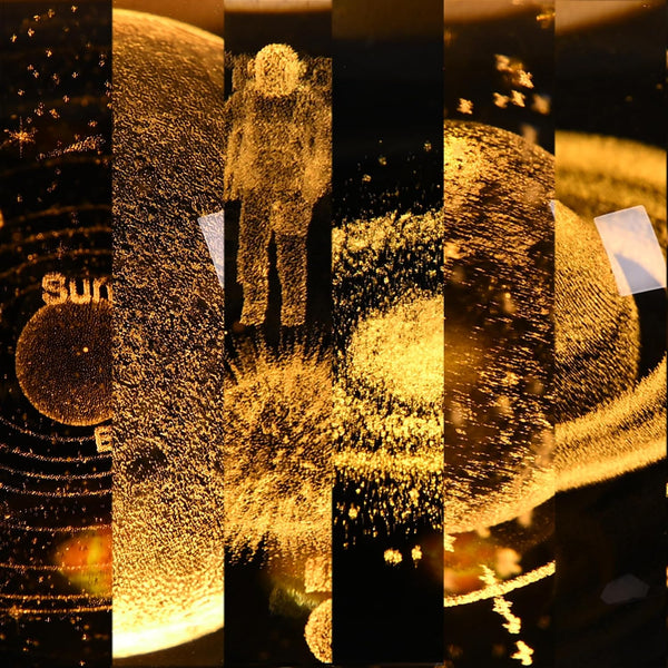 2.36 Inch 3D Galaxy Crystal Ball Night Light Lamp with Wooden Base, Warm Glow LED Mood Night Light, Gift for Boys, Girls, and Teens (Saturn)