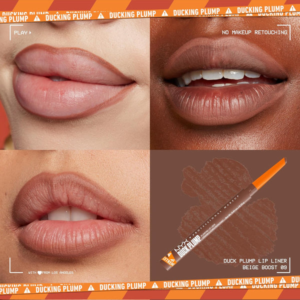 NYX PROFESSIONAL MAKEUP Duck Plump Plumping Lip Liner, Matte Pencil with up to 10HR Wear, Subtle Touch (Deep Nude Lip Liner)