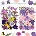 Dried Flowers, Resiners 58Pcs Pressed Flowers for Craft Purple Real Natural Dried Flowers Dry Leaves Kit for DIY Making Crafts Resin Soap Candle