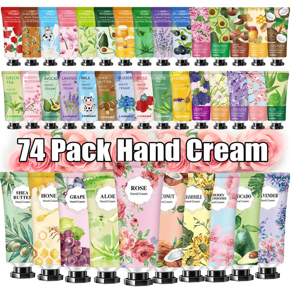 74 Pack Hand Cream Gift Set for Women and Girls,Mothers Day Gifts Bulk,Teacher Appreciation Gifts,Nurses Gifts,Natural Plant Hand Lotion for Dry