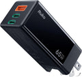 Ruko PD65W USB C Charger, 3-Port Gan Fast Charger Block, Compact Foldable Wall Charger for Iphone 16/15, Macbook Pro/Air, Galaxy S24, Pixel,