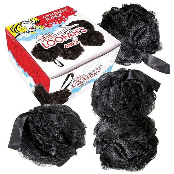 4 Pack Black Bath Loofah Sponge 60g Shower Mesh Ball - Exfoliating Body Scrubber for Men & Women - Durable Shower Puff Bath Loofa for Soothe Skin