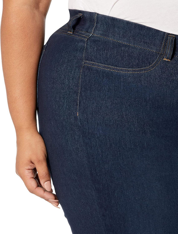 Amazon Essentials Women's Pull-On Mid Rise Stretchy Knit Jegging (Available in Plus Size) Large Dark Wash