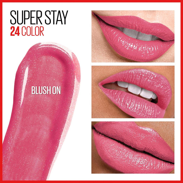 Maybelline Super Stay 24, 2-Step Liquid Lipstick Makeup, Long Lasting Highly Pigmented Color with Moisturizing Balm, Blush On, Pink, 1 Count