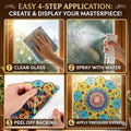 Hula Home Stained Glass Mandala Art Kit - DIY Window Clings with Markers, 10 Suncatchers - Perfect Hobby for Adults, Kids, Teens & Seniors - Ideal