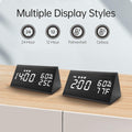 Digital Alarm Clock, with Wooden Electronic LED Time Display, 3 Alarm Settings, Humidity & Temperature Detect, Wood Made Electric Clocks for
