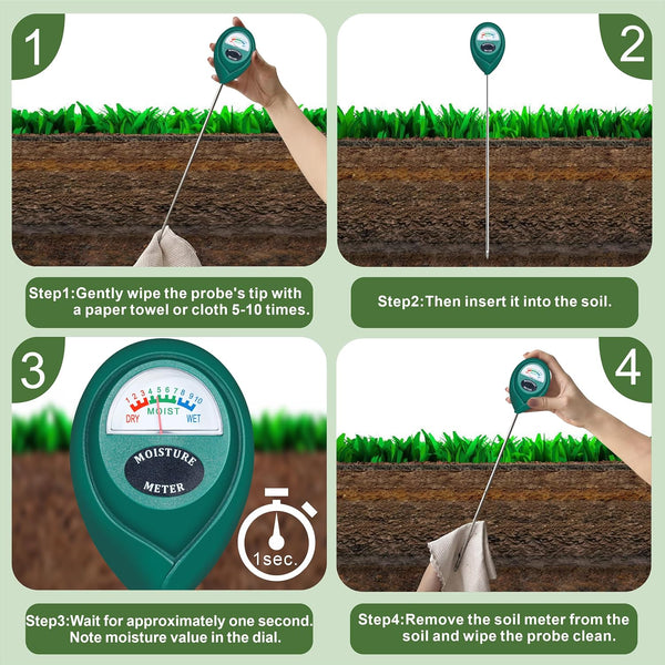 XLUX 2 Pack Long Probe Plant Soil Moisture Meter, Battery-Free 1 40CM-2 Pack