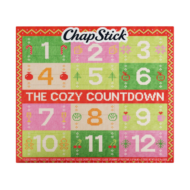 ChapStick Advent Calendar 2025 – Cozy Countdown to Christmas, Variety 12-Pack Lip Balm Gift Set, Holiday Gifts for Women, Men, Teens, Coworkers,