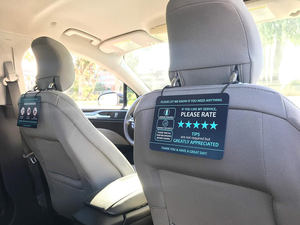 Compatible with Lyft Uber (2-Pack) Tips Rating Appreciated Rideshare Accessories Ã¢ÂÂ 7Ã¢ÂÂ X 5Ã¢ÂÂ Ã¢ÂÂ Interior Acrylic Headrest Sign -