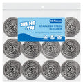 10 Pack Stainless Steel Scrubber, Steel Wool Srubber for Scouring Stubborn Messes from Pots and Pans, Stoves,Broiler Racks,Grills and More Silver