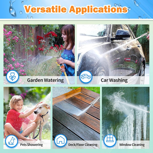 AUTOMAN Full Size Garden Hose Nozzle, High Pressure Pistol Grip Water Nozzle Sprayer with Threaded Front, Adjustable Spray Water Flow for Washing