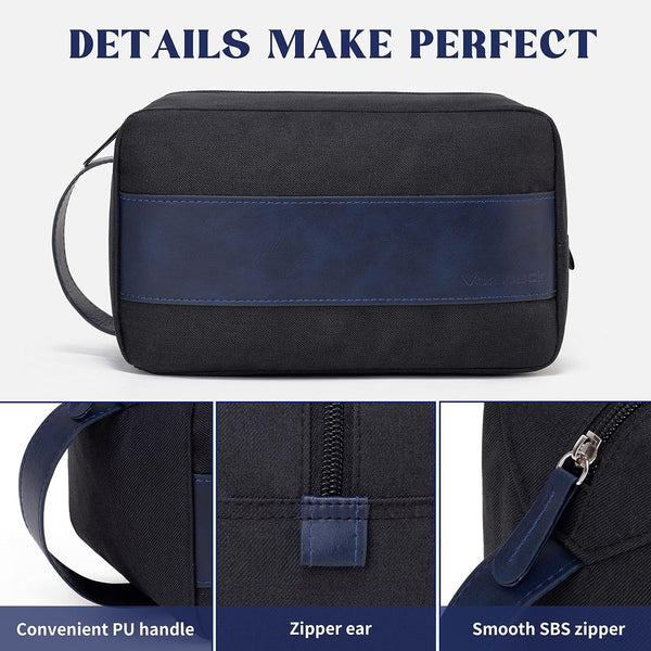 Vorspack Water Resistant Travel Toiletry Bag for Men - Black&Blue Black&Blue Medium