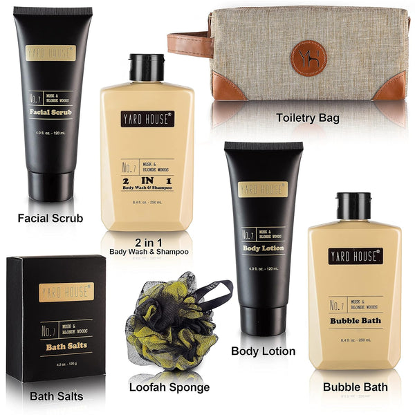 Mens Bath and Body Gift Set - Musk and Blonde Woods - Luxury Christmas, Birthday, Fathers Day Gifts from Daughter, Wife, Son for Dad, Husband -