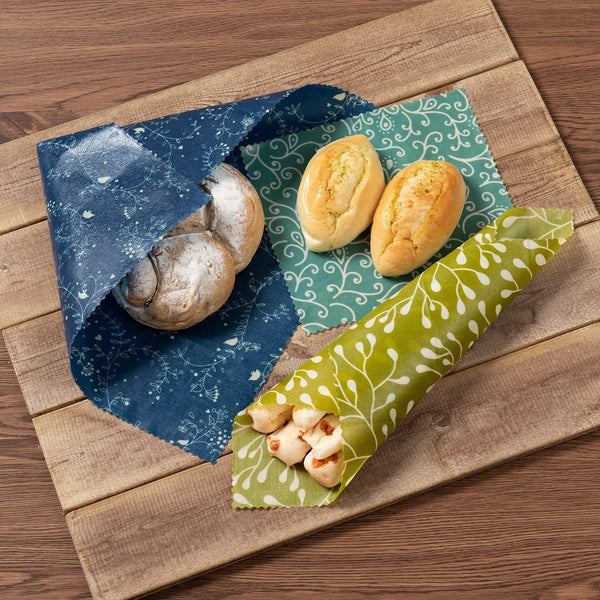 Akeeko Reusable Beeswax Food Wraps - Assorted 9 Packs, Reusable, Plastic-Free Food Storage, 5 Small, 2 Medium, 1 Large, 1 Extra Large Wraps with