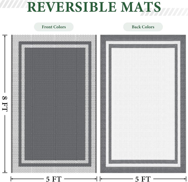 HappyTrends Outdoor Rug Reversible Portable Plastic Straw Camping Rugs for Outside RV,Large Waterproof Outdoor Area Rugs for