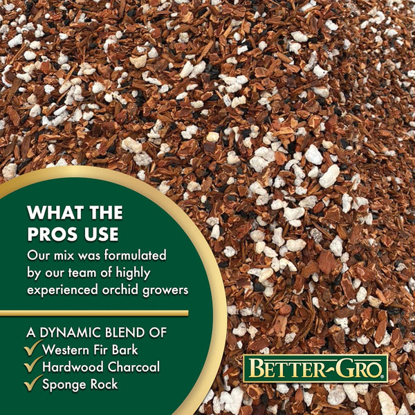 Better-Gro Special Orchid Mix - Premium Grade Orchid Bark Potting Mix for Potting, Repotting, Enhanced Drainage, Air Flow & Root Ventilation,